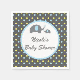 Baby Duwer Elephants Blue Gray & Yellow Serviette