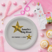 Baby Duwer Gender Neutral Minimalistisch Gold Star Pappteller (Party)