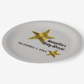 Baby Duwer Gender Neutral Minimalistisch Gold Star Pappteller (Schrägansicht)