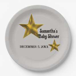 Baby Duwer Gender Neutral Minimalistisch Gold Star Pappteller