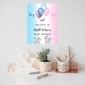 Baby Duwer Girl Blue Pink Elefanten willkommen Poster