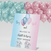 Baby Duwer Girl Blue Pink Elefanten willkommen Sockelschild