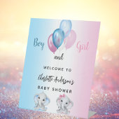 Baby Duwer Girl Blue Pink Elefanten willkommen Sockelschild