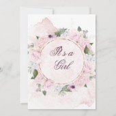 Baby Duwer Girl Blush Pink Floral Einladung (Rückseite)