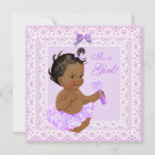 Baby Duwer Girl Hübsch Lavender Lace Ethnic Einladung (Vorderseite)