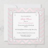 Baby Duwer Girl Pink Pearl Gray White Ethnic Einladung (Rückseite)