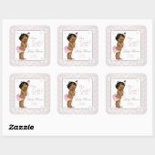 Baby Duwer Girl Pink Pearl Gray White Ethnic Quadratischer Aufkleber (Blatt)