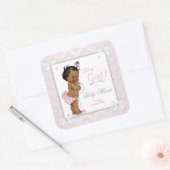 Baby Duwer Girl Pink Pearl Gray White Ethnic Quadratischer Aufkleber (Umschlag)