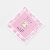 Baby Duwer Girl Pink Pinguin Napkins Serviette (Ecke)