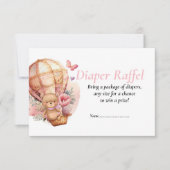 Baby Duwer Girl Teddy Balloons Diaper Raffel Einladung (Vorderseite)