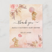 Baby Duwer Girl Teddy Bären Pampas Dankeschön Kart Postkarte (Vorderseite)