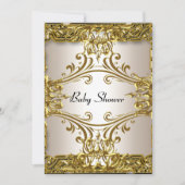 Baby Duwer Gold Cream Neutral Einladung (Vorderseite)