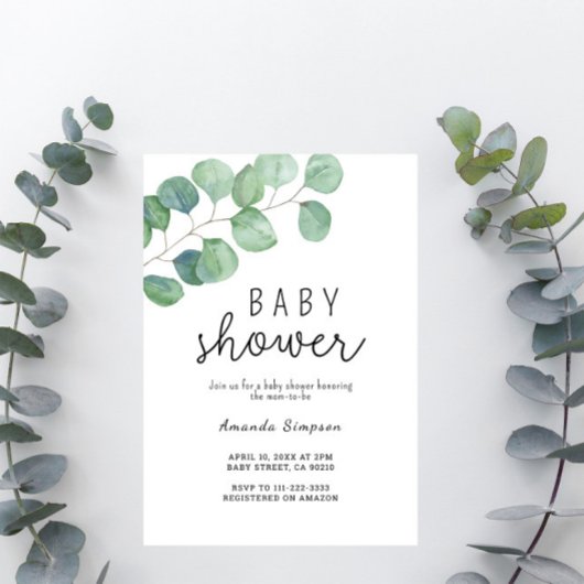 Baby Duwer Greenery Eucalyptus Einladung