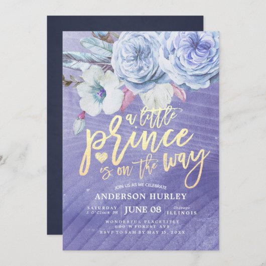 Baby Duwer kleiner Prinz ist unterwegs Einladung (Vorne/Hinten)