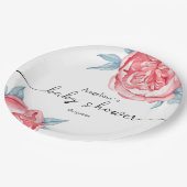 Baby Duwer Party Teller Wasserfarben Peonies (Schrägansicht)