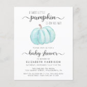 Baby Duwer Pumpkin Blue Wassercolor Einladung (Vorderseite)