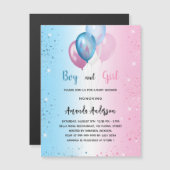 Baby Duwer rosa blauer Junge Zwillinge Luxus Magneteinladung (Vorne/Hinten)