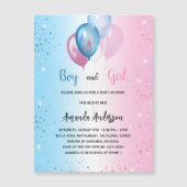 Baby Duwer rosa blauer Junge Zwillinge Luxus Magneteinladung (Vorderseite)