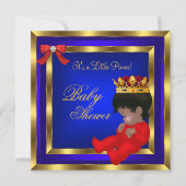 Baby Duwer Royal Red Blue Gold Boy Kronprinz 2 Einladung (Vorderseite)