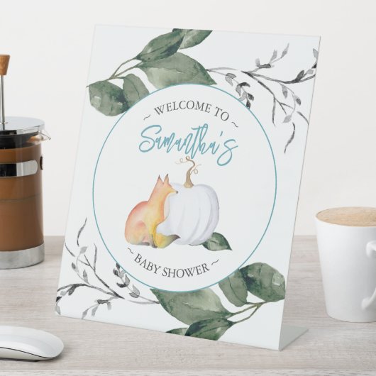 Baby Duwer Signs Fall Pumpkin Fox Sockelschild (In Situ)