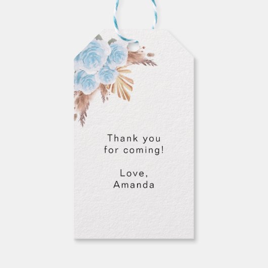 Baby Duwer Teddy Blue Pampas Gras Vielen Dank Geschenkanhänger (Rückseite)