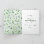 Baby Duwer Watercolor Grüne Kleider Vielen Dank Dankeskarte (Innenseite)