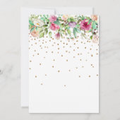 Baby Duwer Woodland Tiere Floral Pink Girl Einladung (Rückseite)