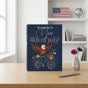Baby Eagle Radfahren 4. Juli Patriotisches Klassen Notizblock