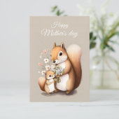 Baby Eichhörnchen feiert Muttertag mit Liebe Dankeskarte (Stehend Vorderseite)