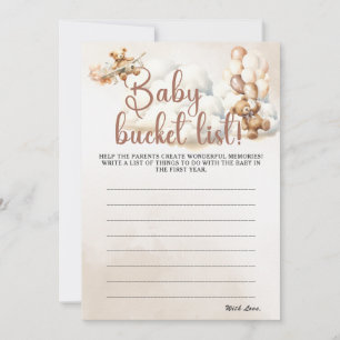 BABY-EIMERLISTE Baby Shower Spiel Süßer Bär Einladung