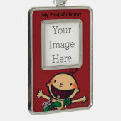 Baby eingewickelt in den Bögen für Weihnachten Rahmen-Ornament Silber (Rechts)