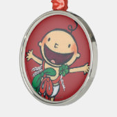 Baby eingewickelt in den Bögen für Weihnachten Silbernes Ornament (Links)