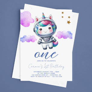 Baby-Einhorn-Astronaut 1. Geburtstag Einladung