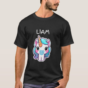 Baby-Einhorn mit blauem Schnuller, personalisiert  T-Shirt