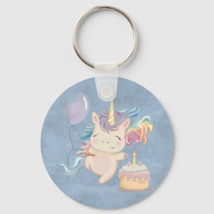 Baby Einhorn mit Regenbogenkissen Schlüsselanhänger