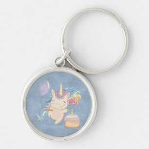 Baby Einhorn mit Regenbogenkissen Schlüsselanhänger