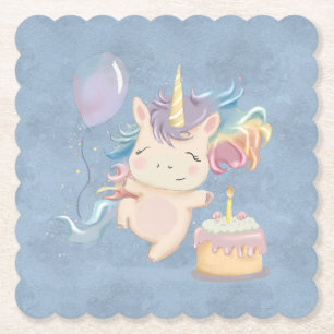 Baby Einhorn mit Regenbogenkissen Untersetzer