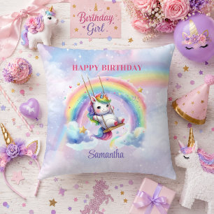 Baby Einhorn Rosa Lila Mädchen Geburtstag Kissen