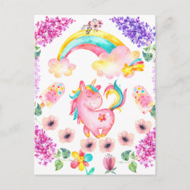 Baby Einhorn spielen in ihrem Garten Multi Produkt Postkarte