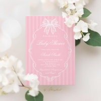 Baby-Einladung für Mädchen in Rosa mit Spitze