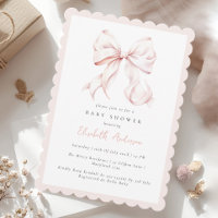 Baby-Einladung mit rosa Schleife