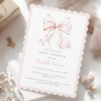 Baby-Einladung mit rosa Schleife Einladung