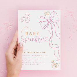 Baby-Einladung zur Babyparty mit rosa Schleife Einladung