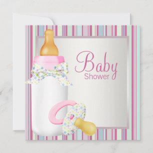Baby-Einladungen zum rosa-teal Babymädchen-Shower  Einladung