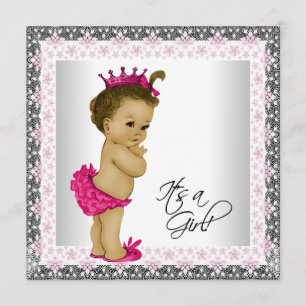Baby-Einweihung für Mädchen in Rosa und Grau Einladung