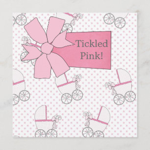 Baby-Einweihung für Mädchen mit rosa Kinderwagen Einladung