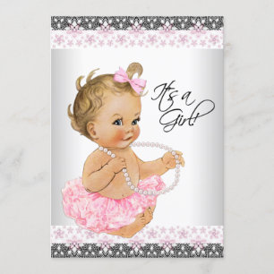 Baby-Einweihungsparty für ein Mädchen in Rosa und  Einladung