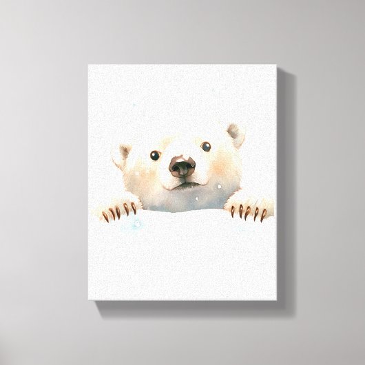 Baby Eisbär im Schnee Kinderzimmer Kunst Leinwand (Vorderseite)