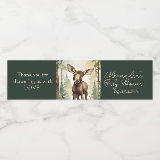 Baby Elch Gender Neutral Baby Dusche Wasserflaschenetikett (Einzelnes Label)