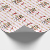 Baby Elche Rosa Glitzer Stripe Babys 1. Weihnachts Geschenkpapier (Ecke)